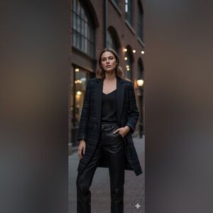 SØSKEN Jacquard Notch Collar Long Jacket XS